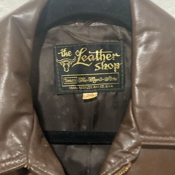Vintage The Leather Shop Sears Brown Leather Jacket Size 36 Like New - Picture 5 of 13